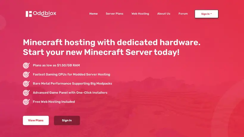 OddBlox homepage screenshot