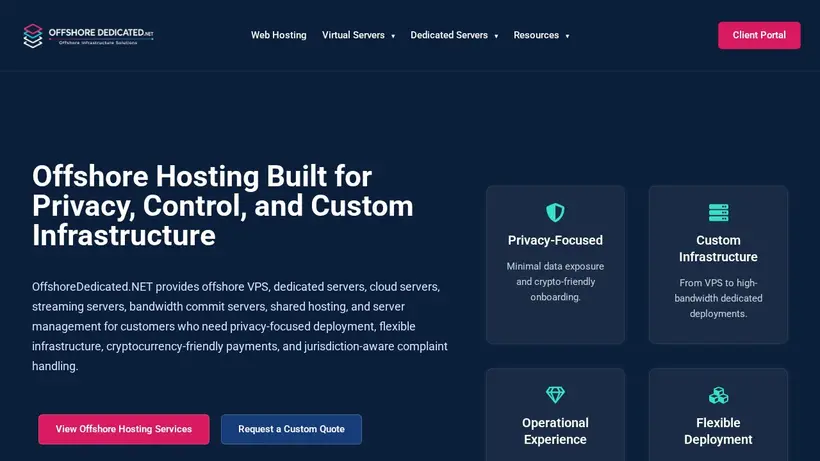 Offshore Dedicated homepage screenshot