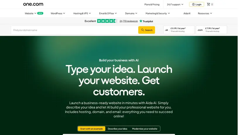 One.com homepage screenshot