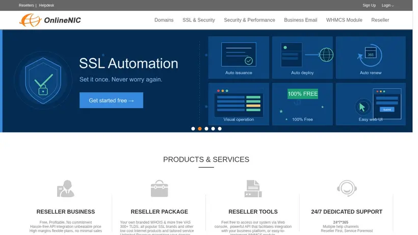 Online NIC homepage screenshot