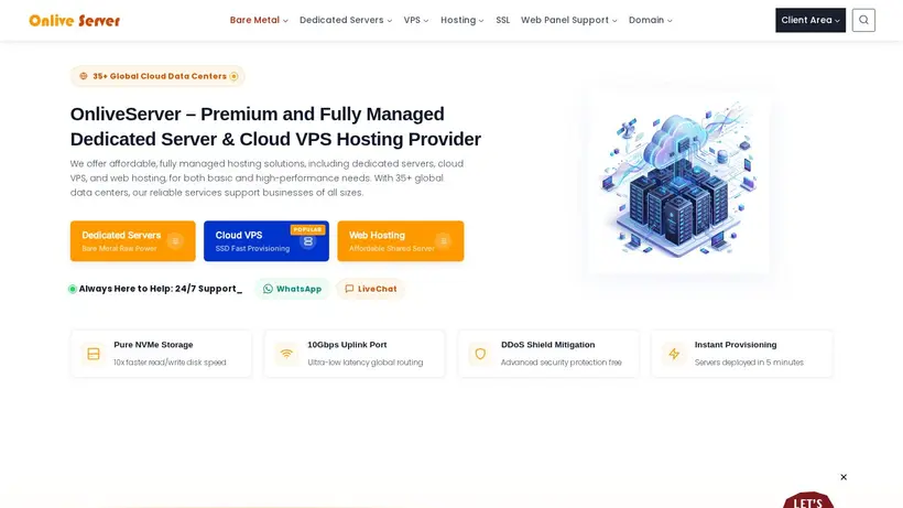 Onlive Server homepage screenshot