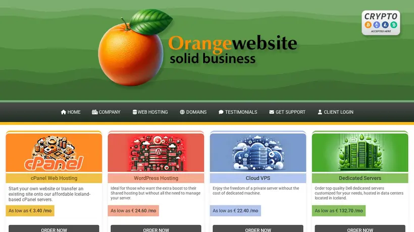 OrangeWebsite homepage screenshot
