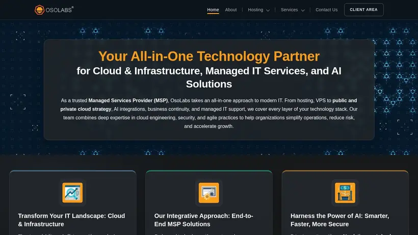 Oso Labs homepage screenshot