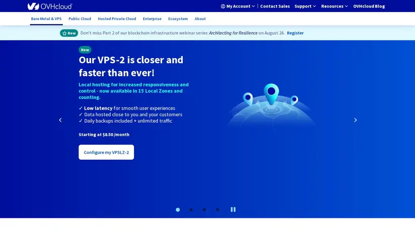 OVH Cloud homepage screenshot