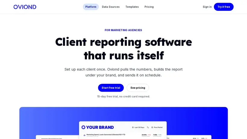 Oviond homepage screenshot