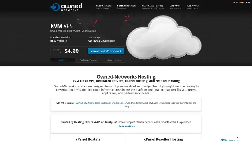 OwnedNetworks homepage screenshot