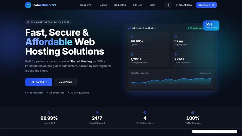 Own Web Servers homepage screenshot