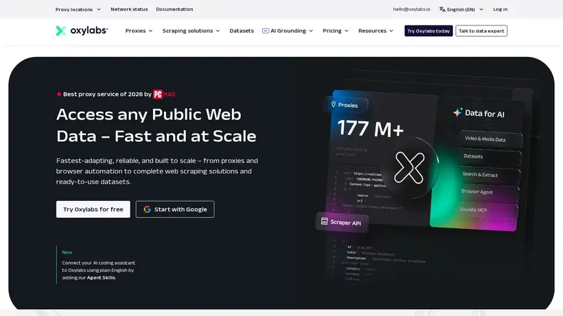 Oxylabs homepage screenshot