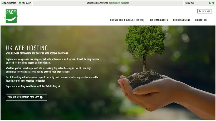 PAC Web Hosting homepage screenshot