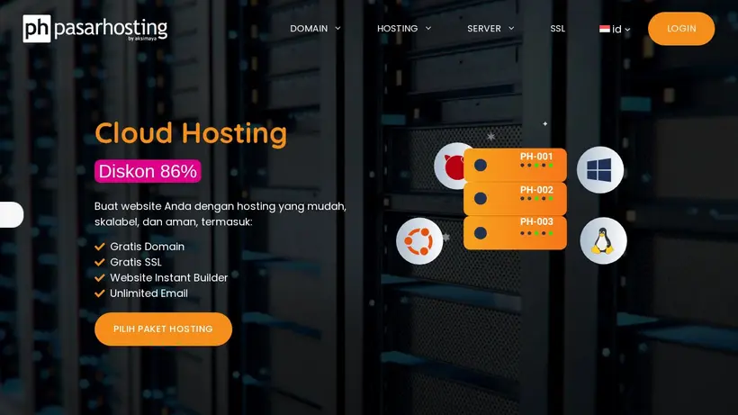 Pasar Hosting homepage screenshot