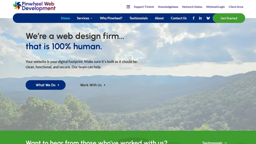 PinwheelWeb homepage screenshot