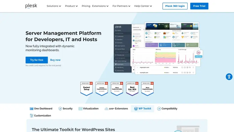 Plesk homepage screenshot