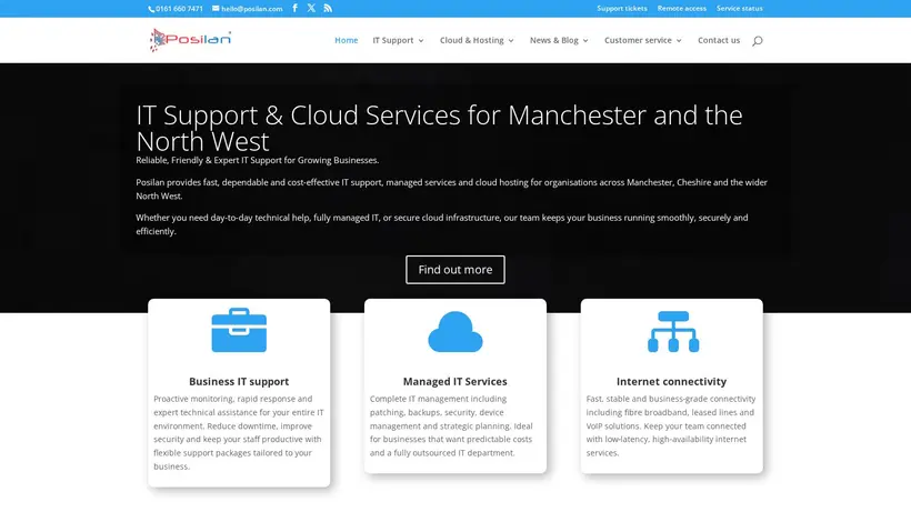 Posilan homepage screenshot