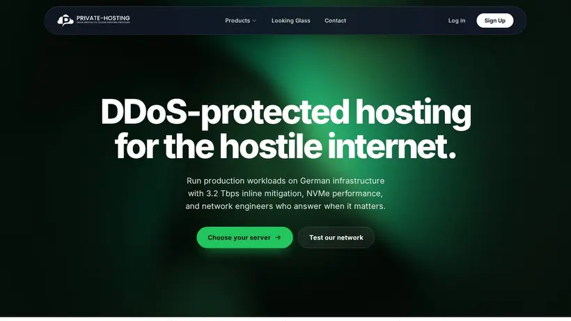 Private-Hosting.eu homepage screenshot