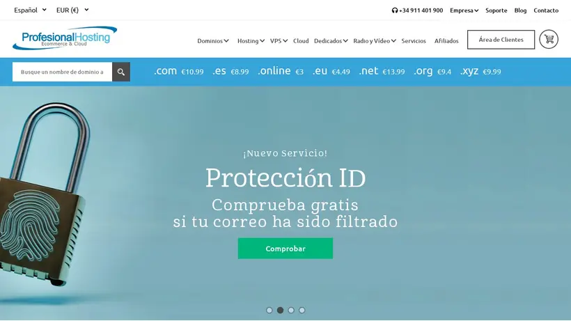 Profesional Hosting homepage screenshot