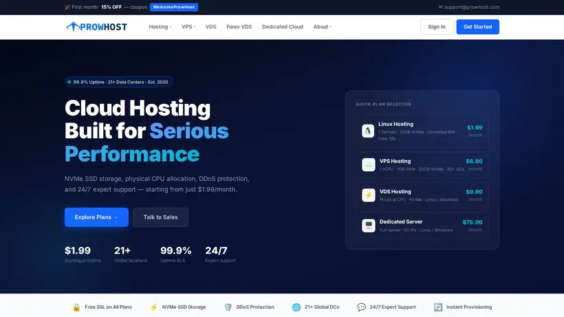 Prow Host homepage screenshot