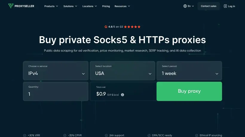 Proxy Seller homepage screenshot