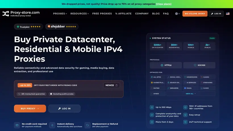 Proxy Store homepage screenshot
