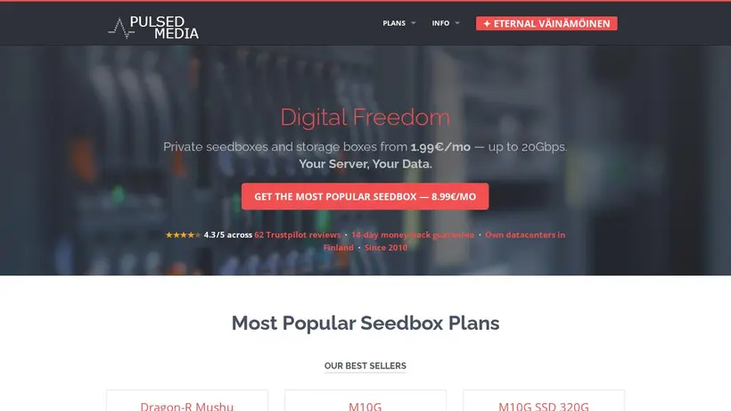 PulsedMedia homepage screenshot