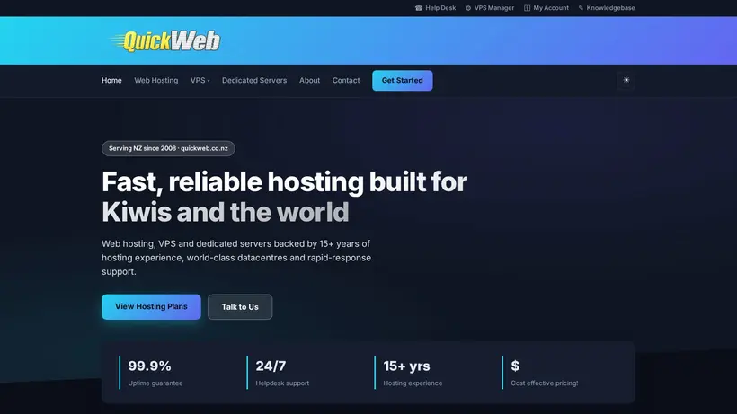 Quick Web NZ homepage screenshot