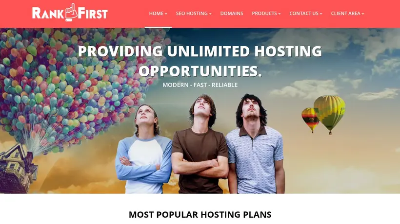 RankFirst Hosting homepage screenshot