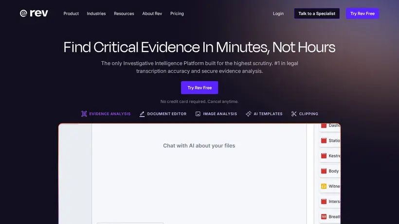 REV homepage screenshot