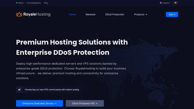 RoyaleHosting homepage screenshot