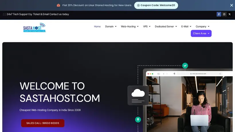 SastaHost homepage screenshot