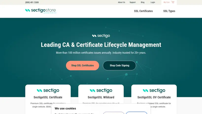 SectigoStore homepage screenshot