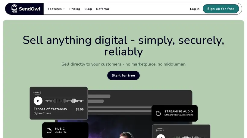 Sendowl homepage screenshot