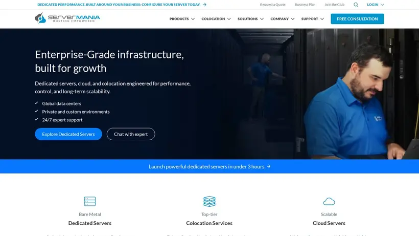 Server Mania homepage screenshot