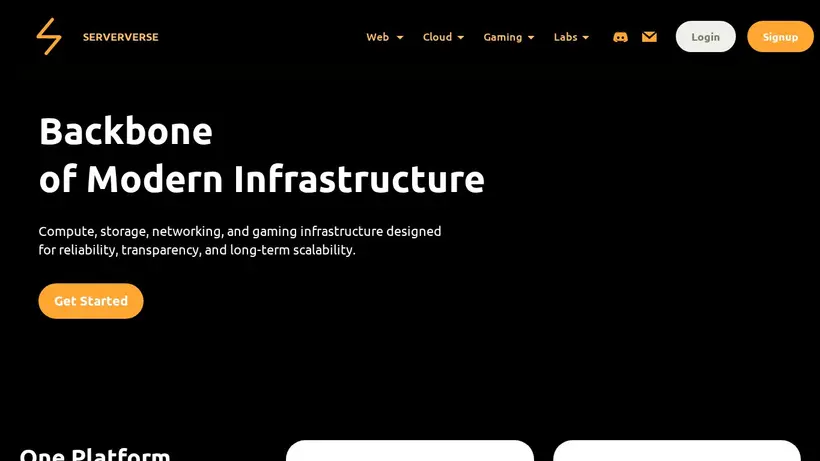 Serververs homepage screenshot