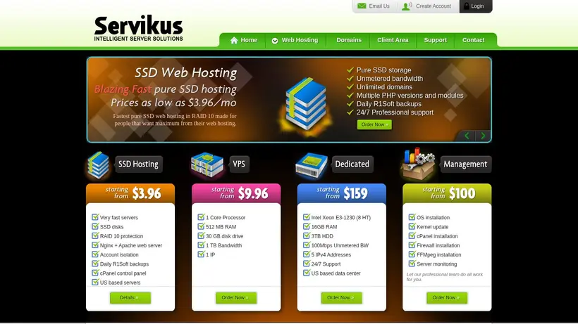 Servikus homepage screenshot