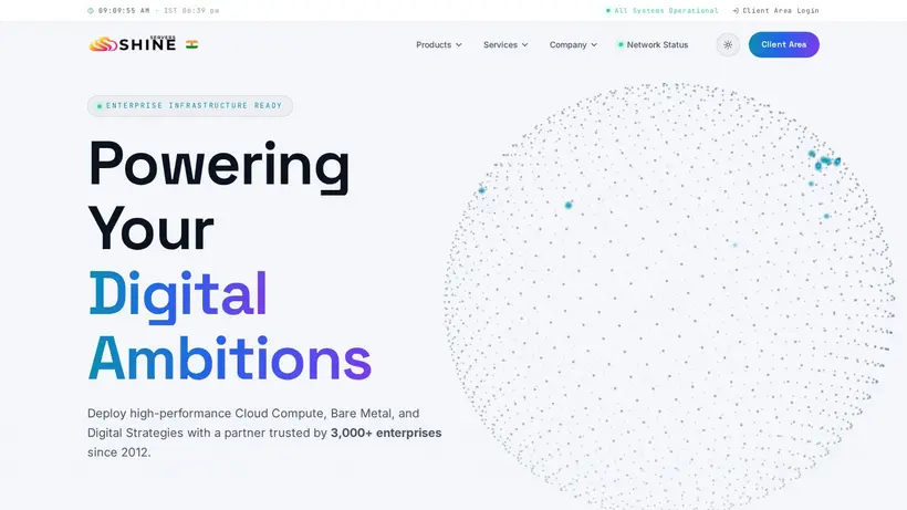 Shine Servers homepage screenshot