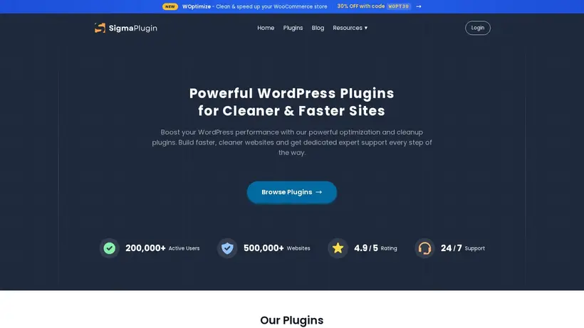 SigmaPlugin homepage screenshot