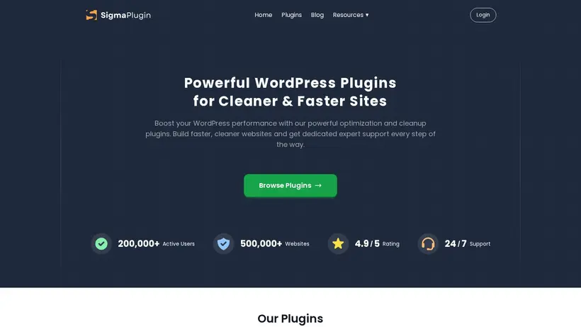 SigmaPlugin homepage screenshot