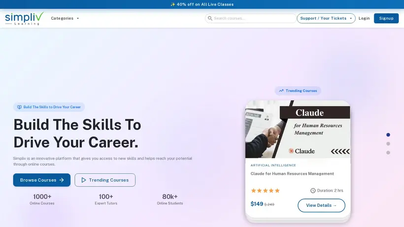 Simpliv homepage screenshot