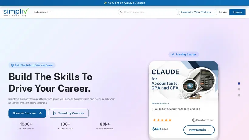 Simpliv Learning homepage screenshot