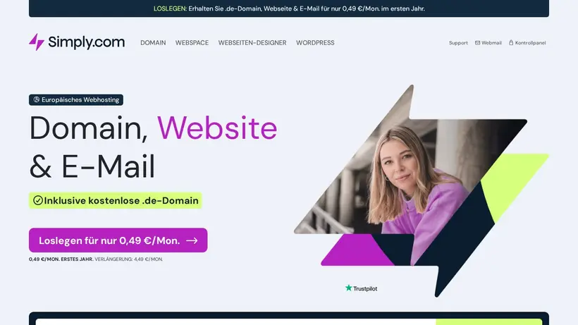 Simply homepage screenshot