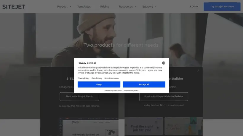 Site Jet homepage screenshot