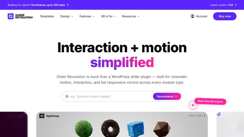 Slider Revolution homepage screenshot