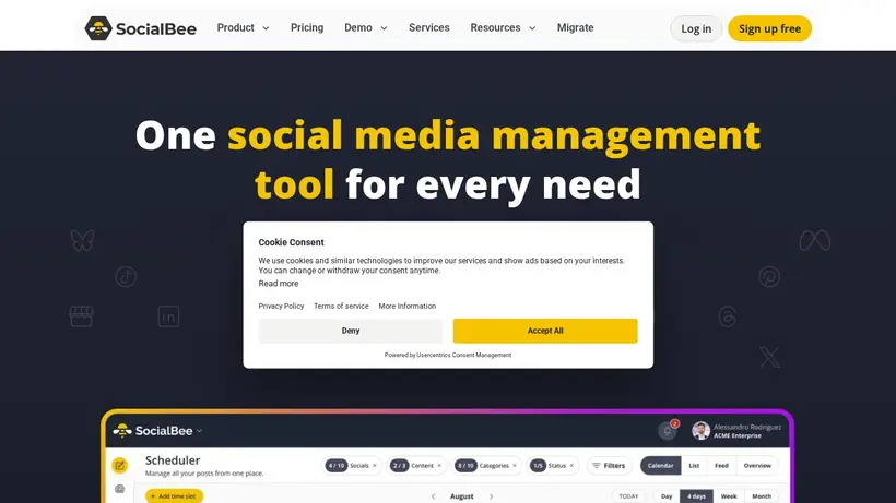 Social Bee homepage screenshot
