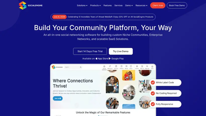 SocialEngine homepage screenshot