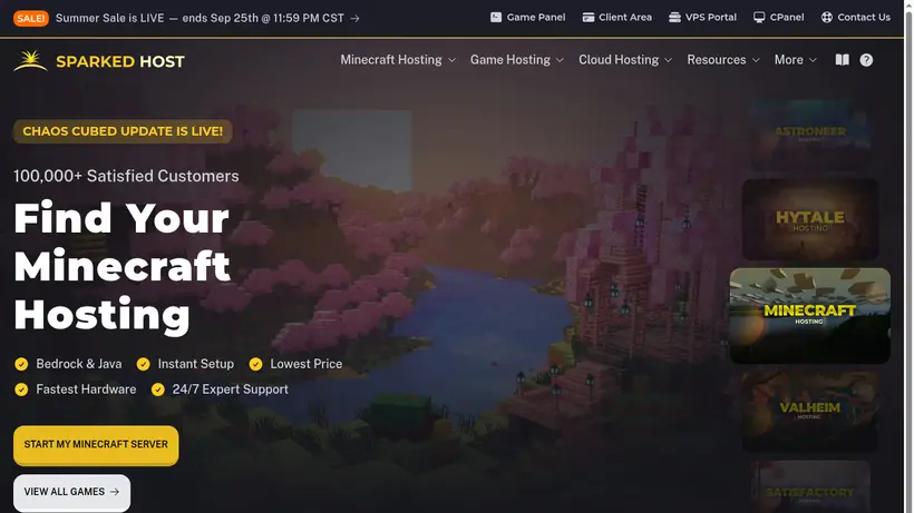 Sparked Host homepage screenshot