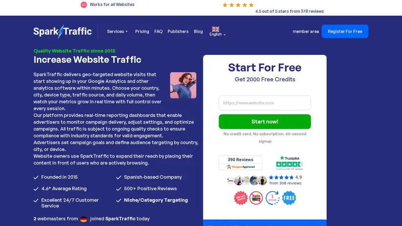 Spark Traffic homepage screenshot