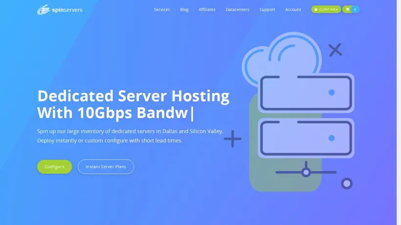 Spin Servers homepage screenshot