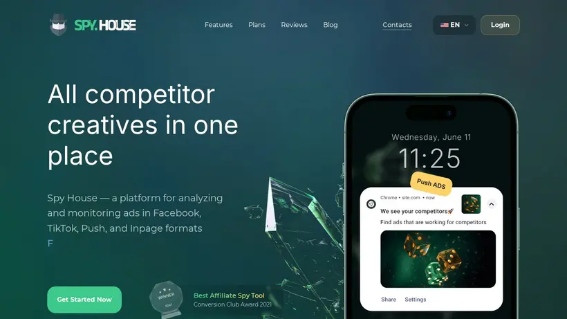 Spy House homepage screenshot