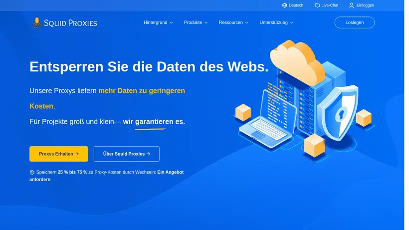 Squid Proxies homepage screenshot
