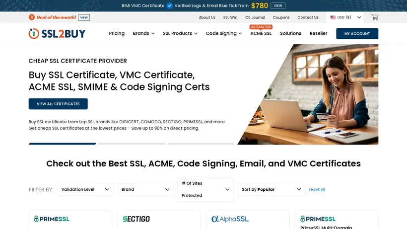 SSL2buy homepage screenshot