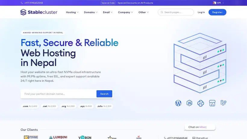 Stable Cluster homepage screenshot